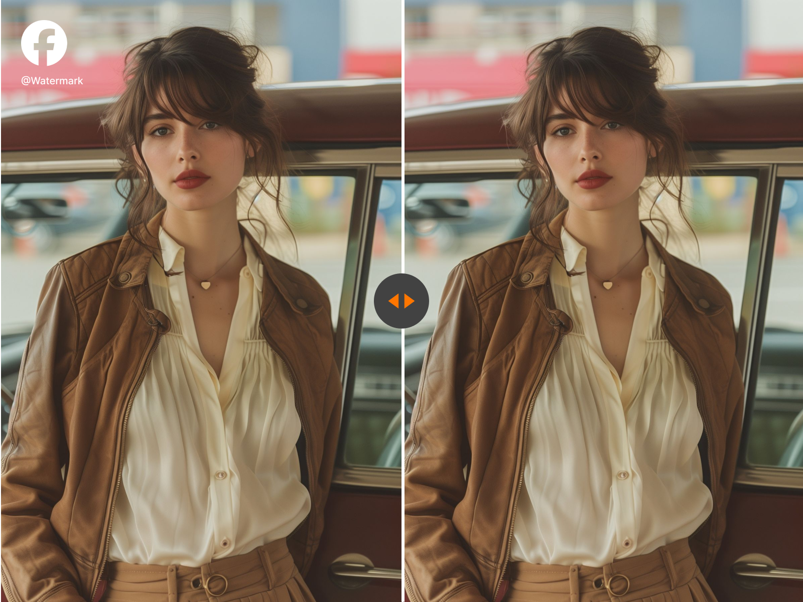 Facebook watermark removal best-case example