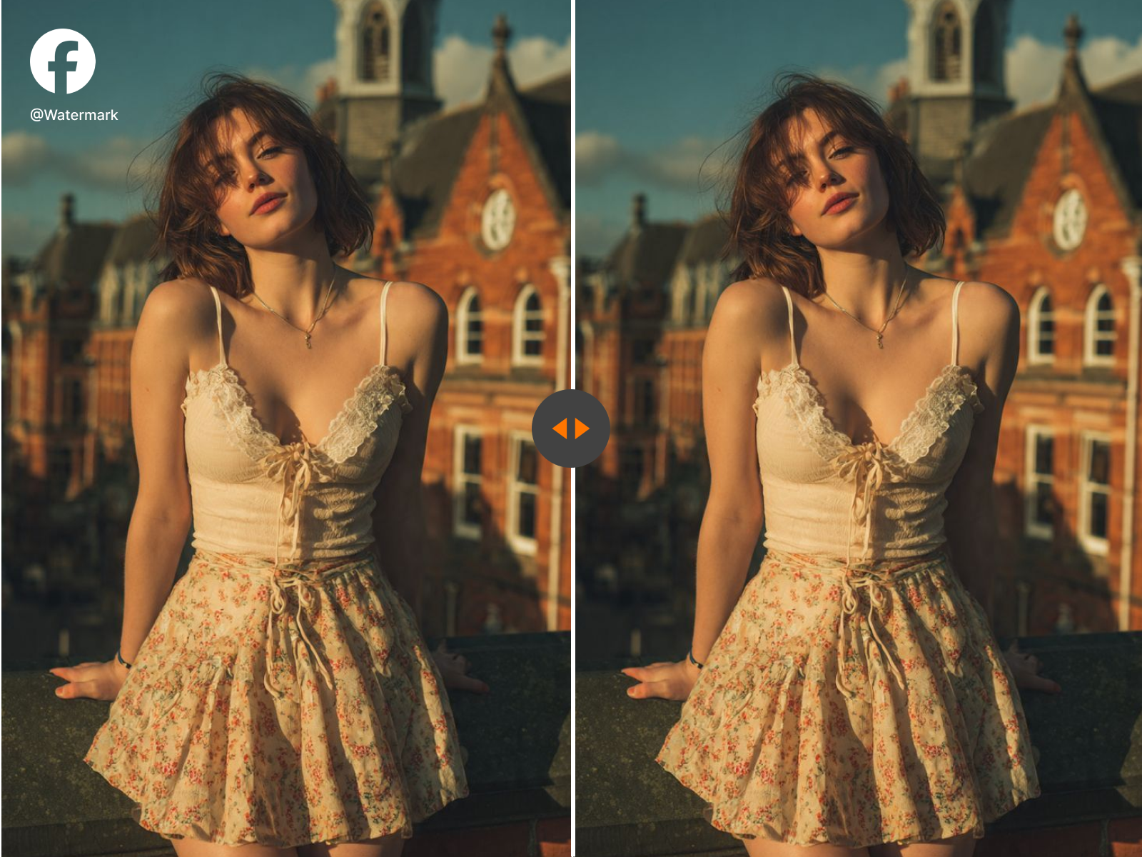 Facebook photo watermark cleanup example