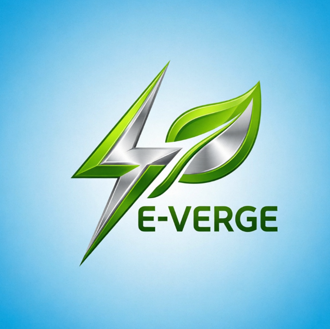 An electric vehicle brand logo integrating a lightning bolt symbol and a leaf pattern, featuring bright green and silver colors. The lightning bolt represents electricity, and the leaf pattern symbolizes environmental protection. The entire logo is streamlined, full of technological and sustainable development concepts. The brand name uses a modern sans-serif font. The background is a fresh blue gradient.