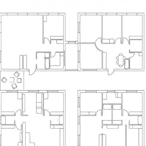 A 1:1 artistic interpretation of a room plan. The entire layout is created using a single continuous black line on a stark white background. The style is extremely minimalist, focusing on the flow of space and the essence of the architecture. No furniture, just the skeletal structure of a luxury villa. No people, no text.