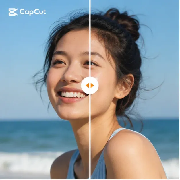 Editable CapCut portrait clip with visible watermark before timeline cleanup