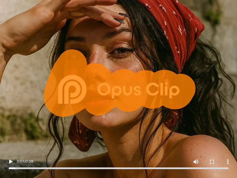 Before cleanup: visible OpusClip-style corner mark in a short video