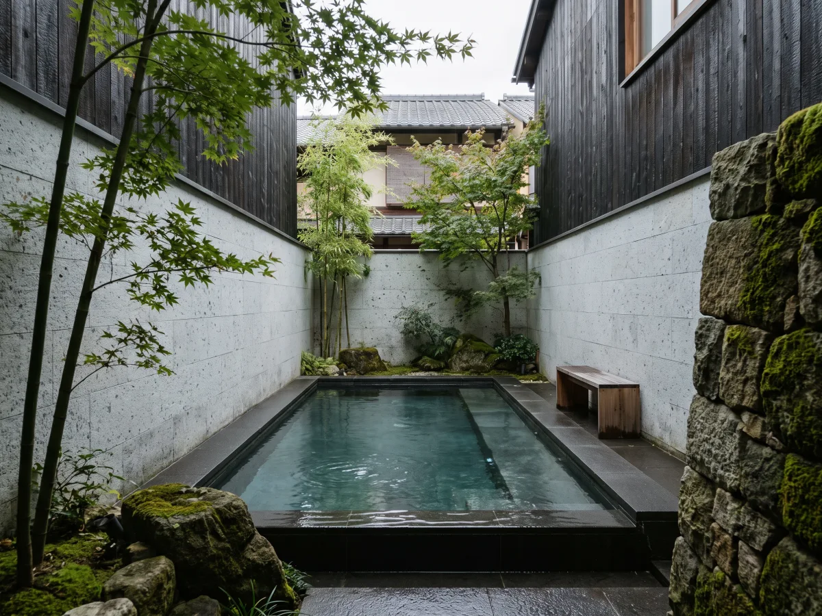 Compact plunge pool designed for a small backyard