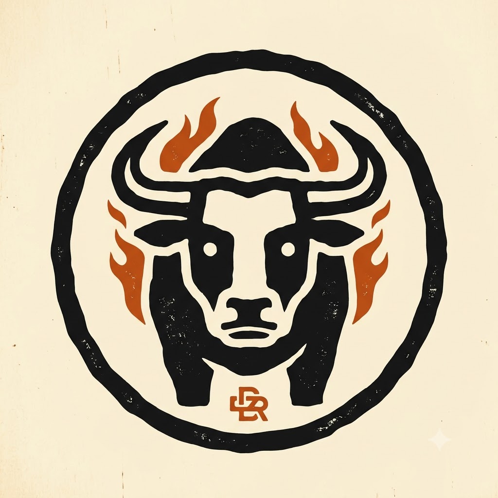 Bold AI cattle ranch logo inspired by traditional livestock branding