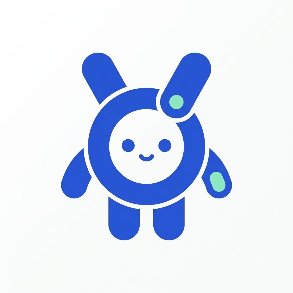 Minimal geometric AI mascot with simple expressive features