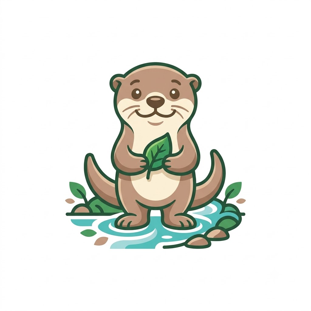 Warm AI otter mascot logo for an environmental community organization