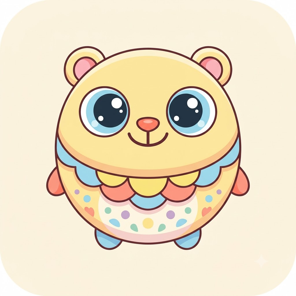 Cute AI mascot character with a cheerful friendly expression