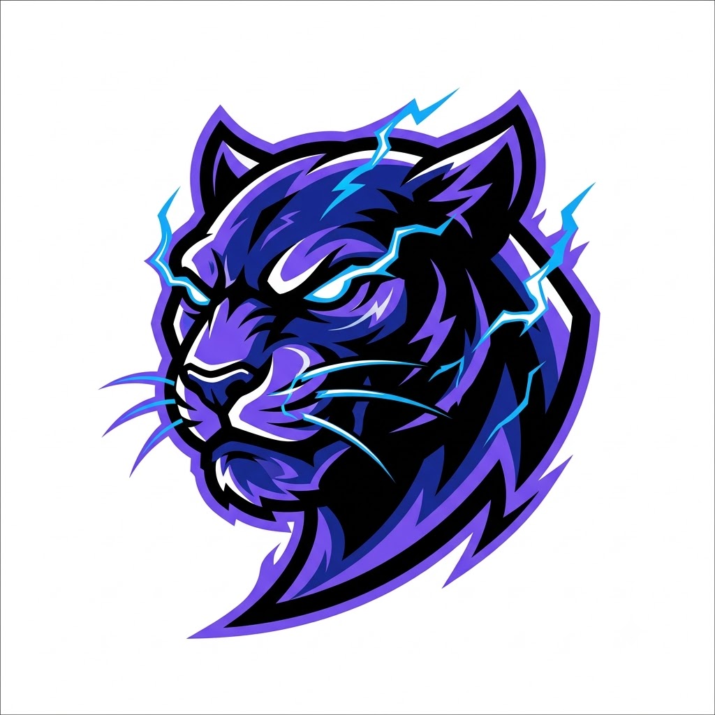 Bold AI panther mascot logo for an esports gaming community