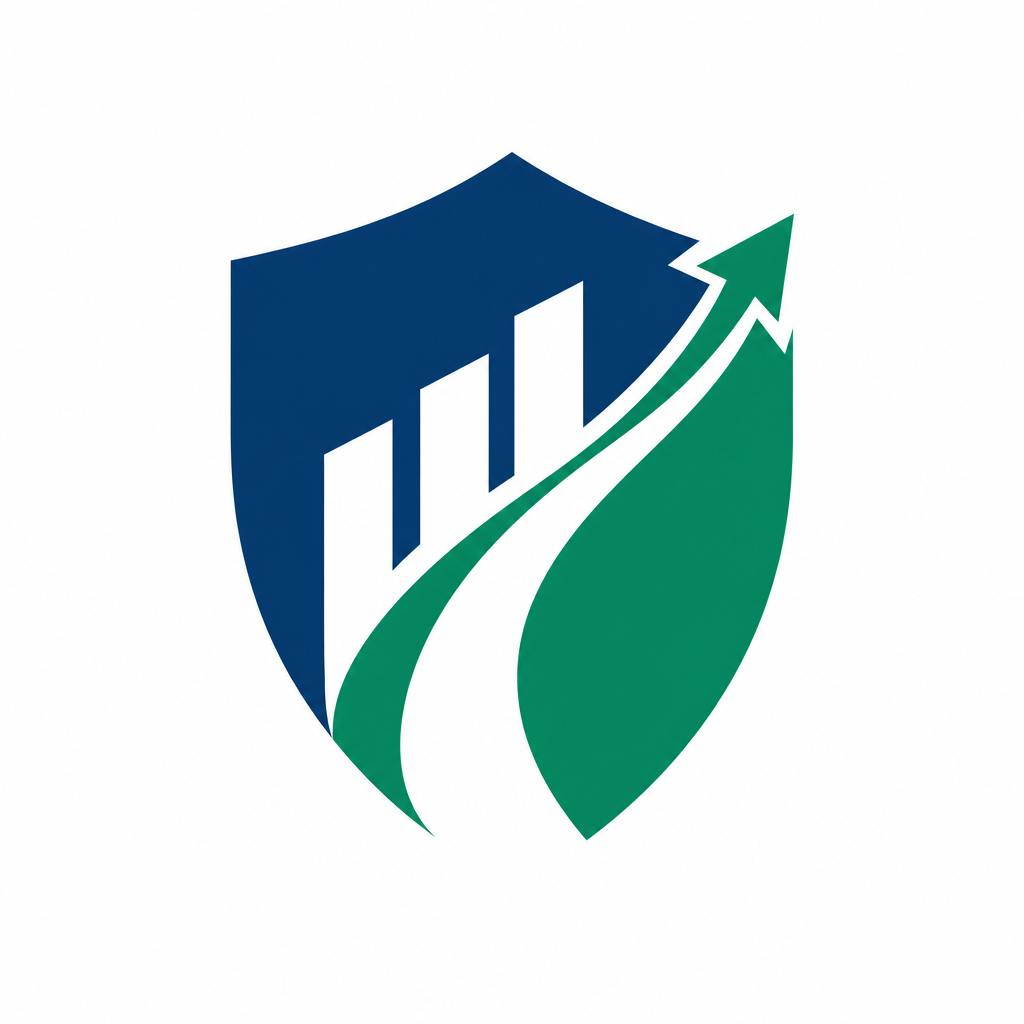 Professional AI-generated growth path and shield logo for a financial consulting company