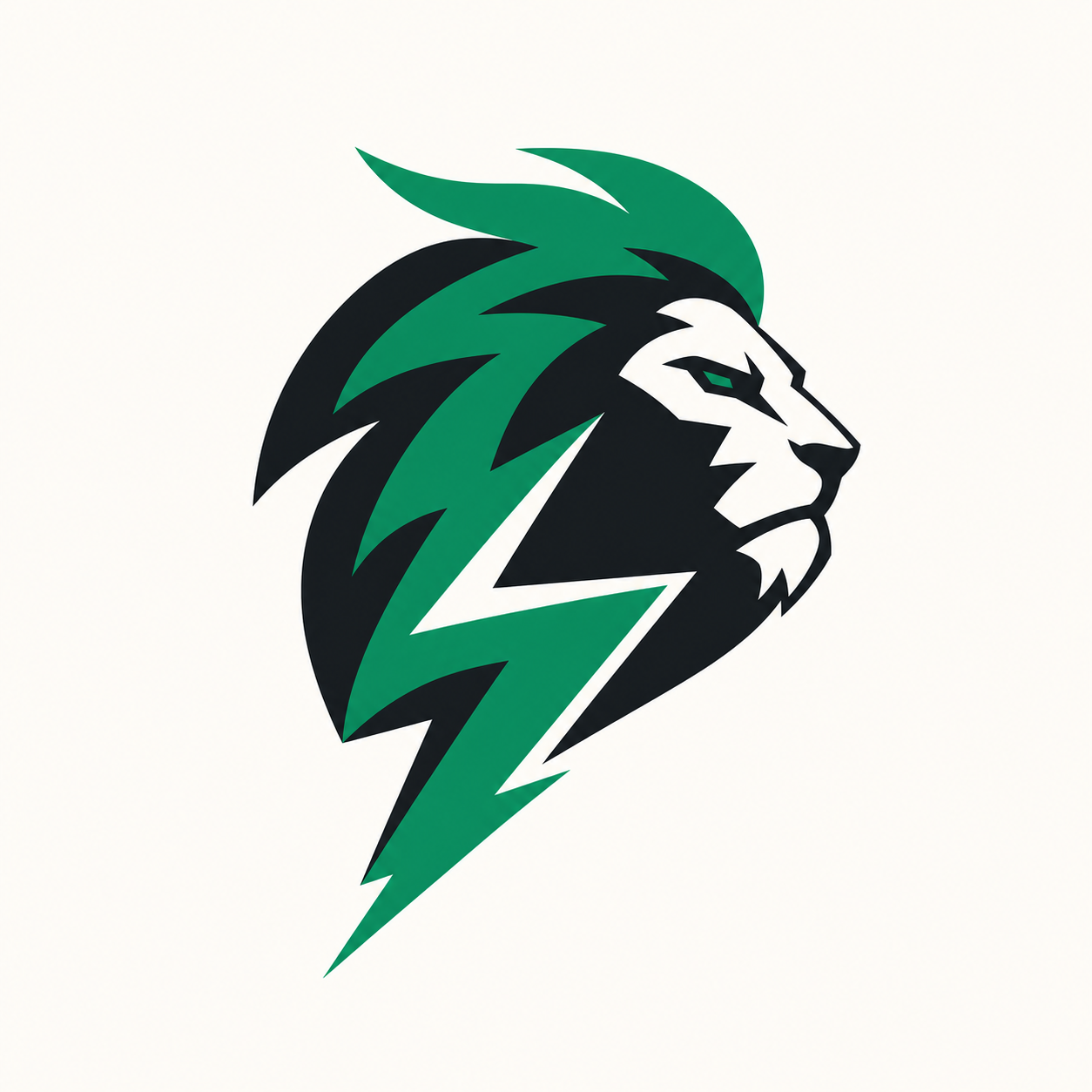 AI-generated lion and lightning logo for a fitness and wellness brand