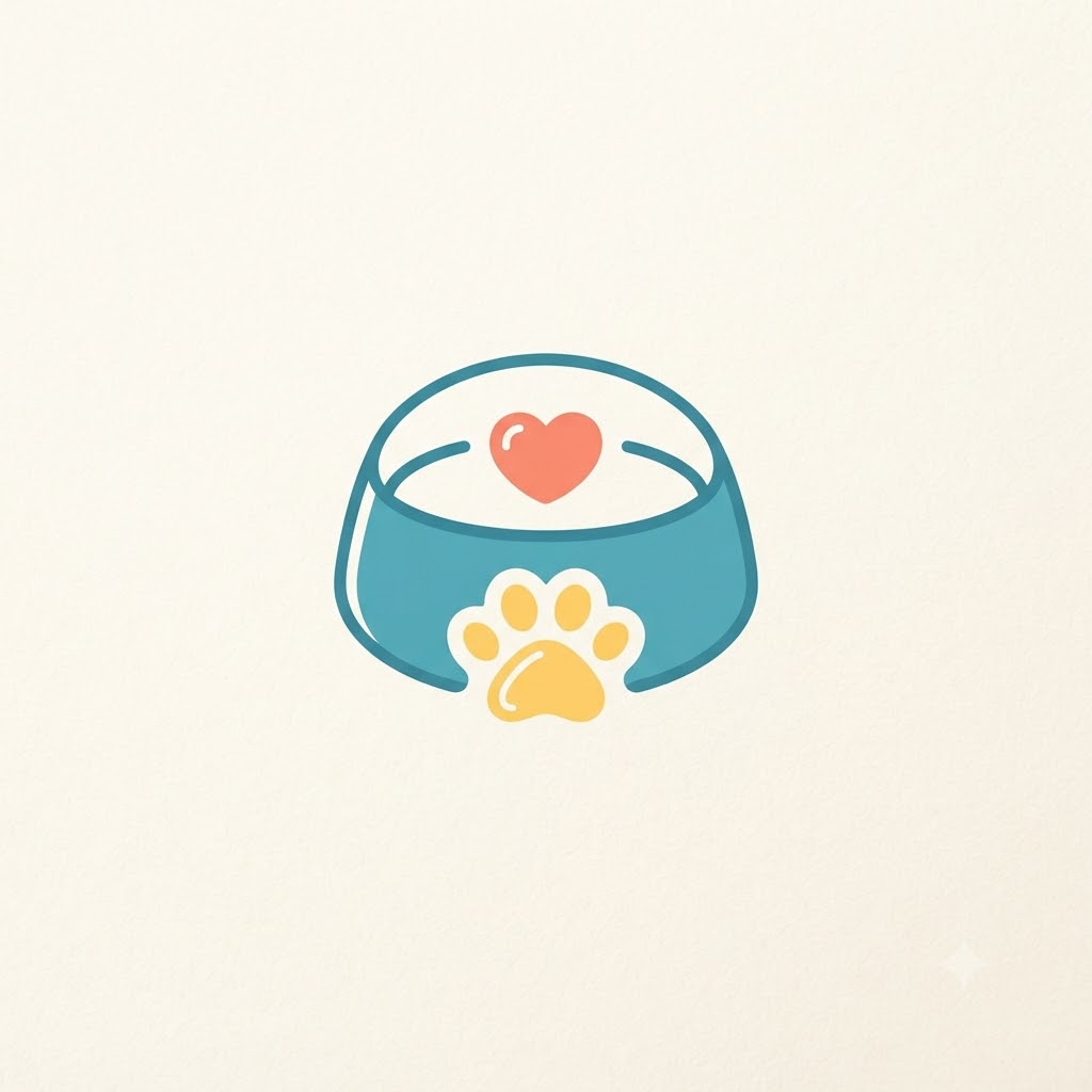 Friendly AI pet shop logo with paw and heart icon