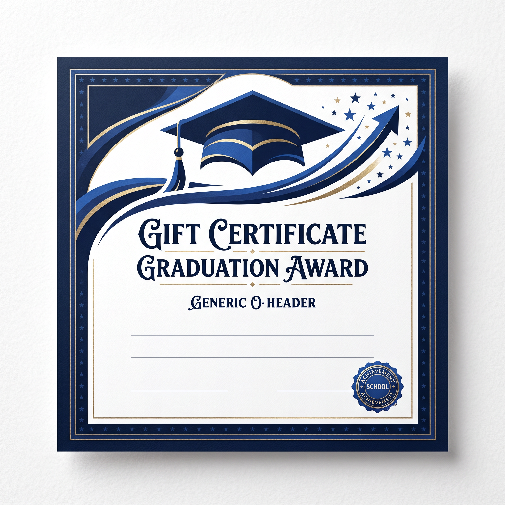 Modern AI graduation gift certificate with cap and star accents