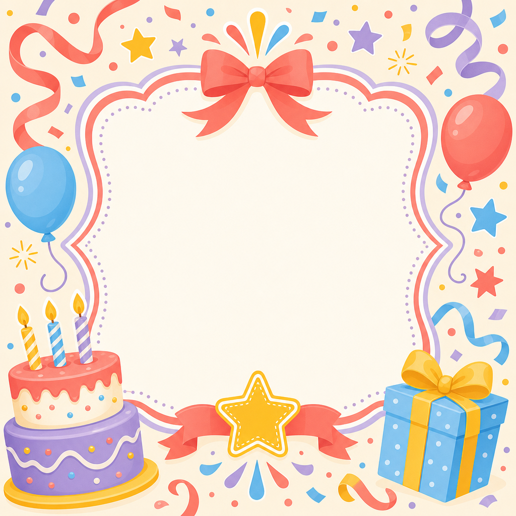 Colorful AI-designed birthday gift certificate with playful confetti