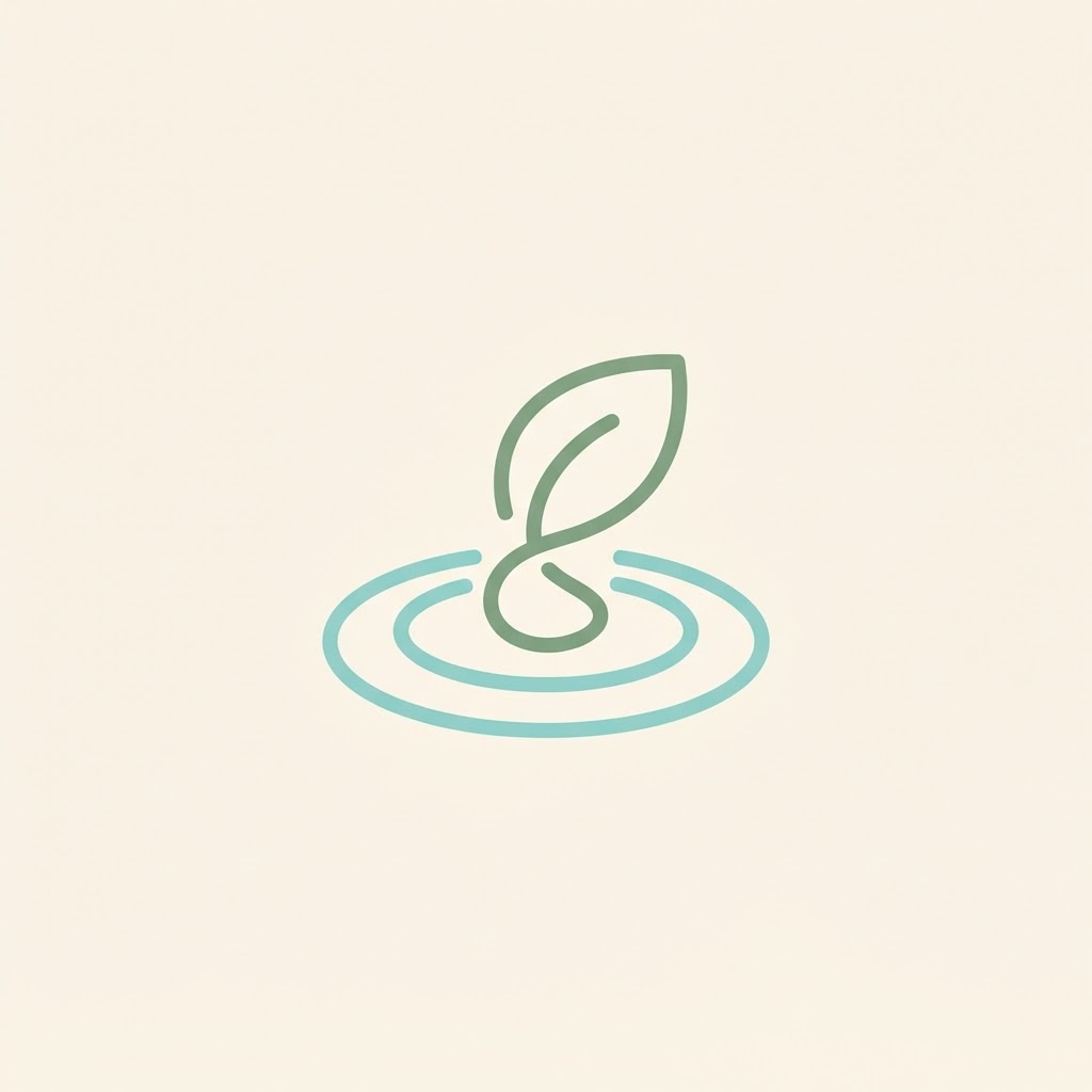Simple wellness logo with leaf and water ripple