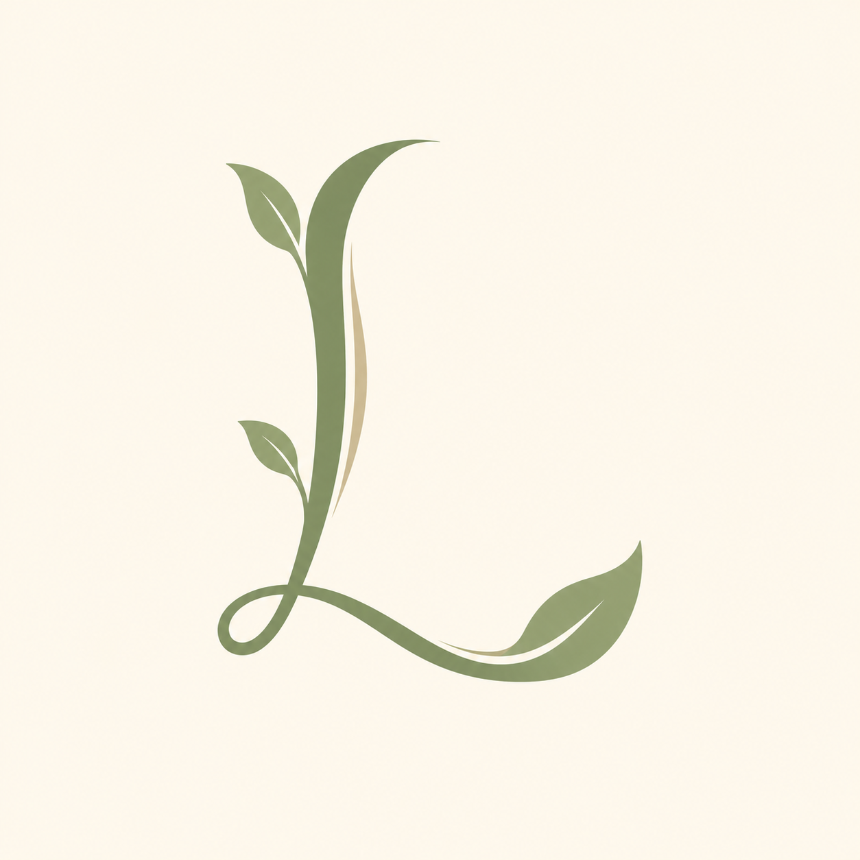 Organic letter L logo formed from a leaf stem