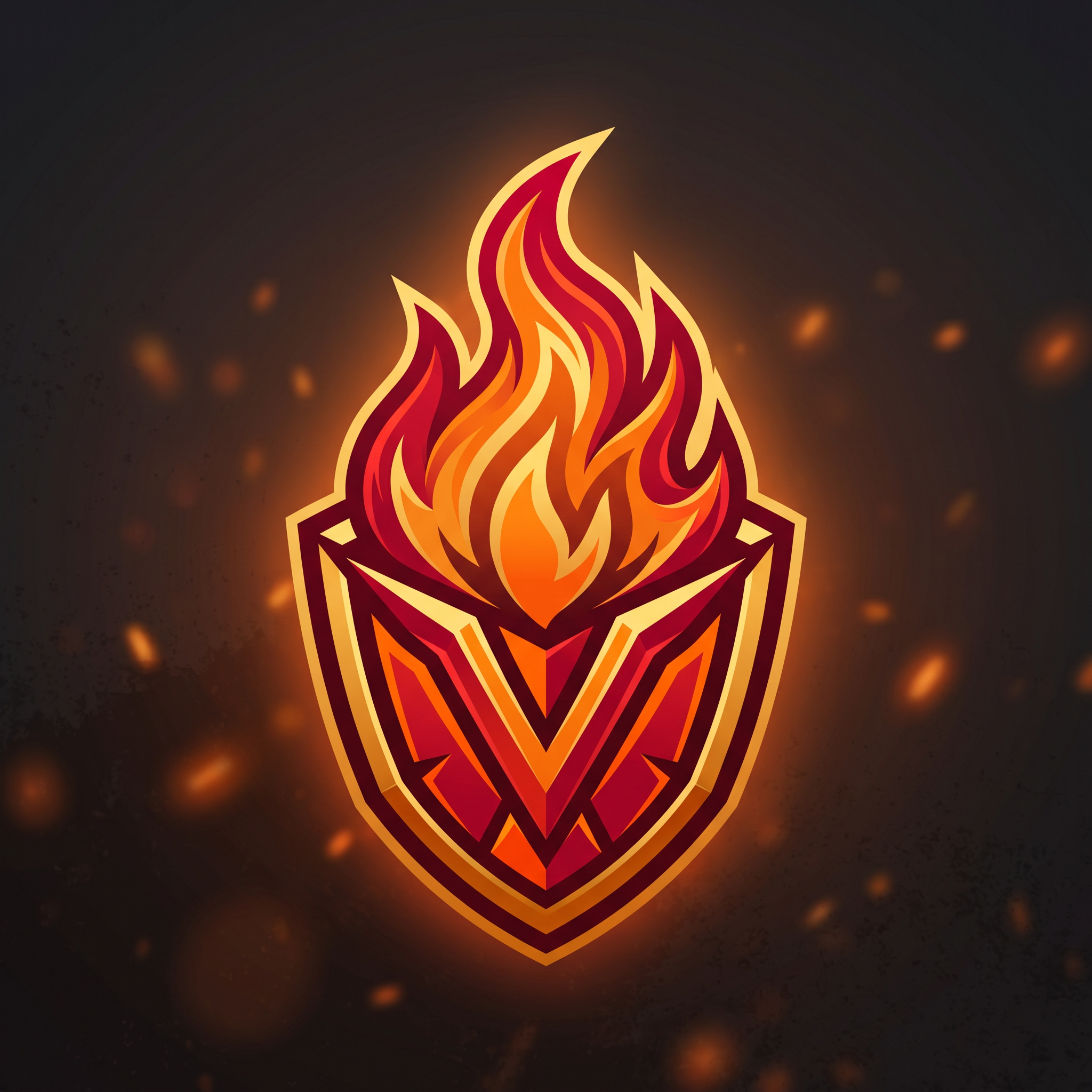 Original fire superhero logo with flame shield emblem