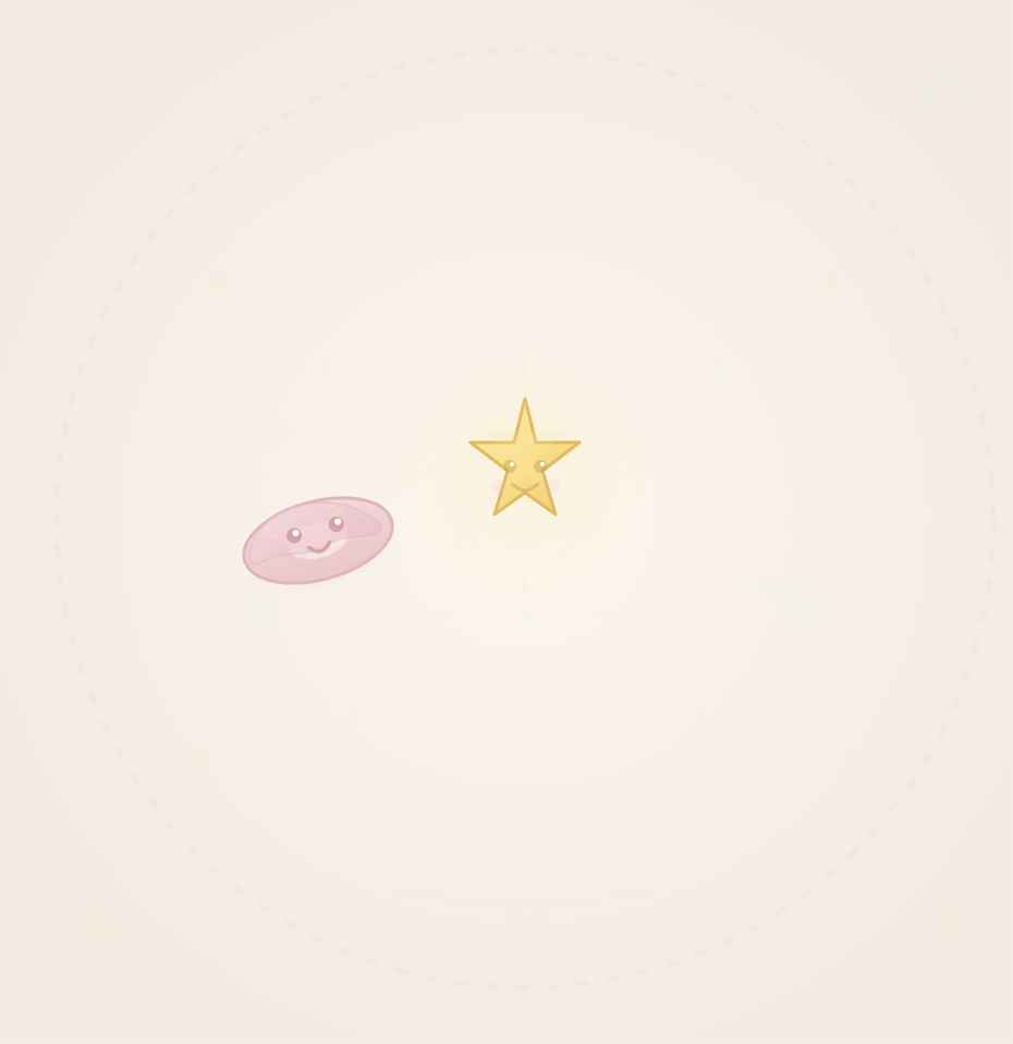 Dessert shop logo with smiling donut and sparkle star