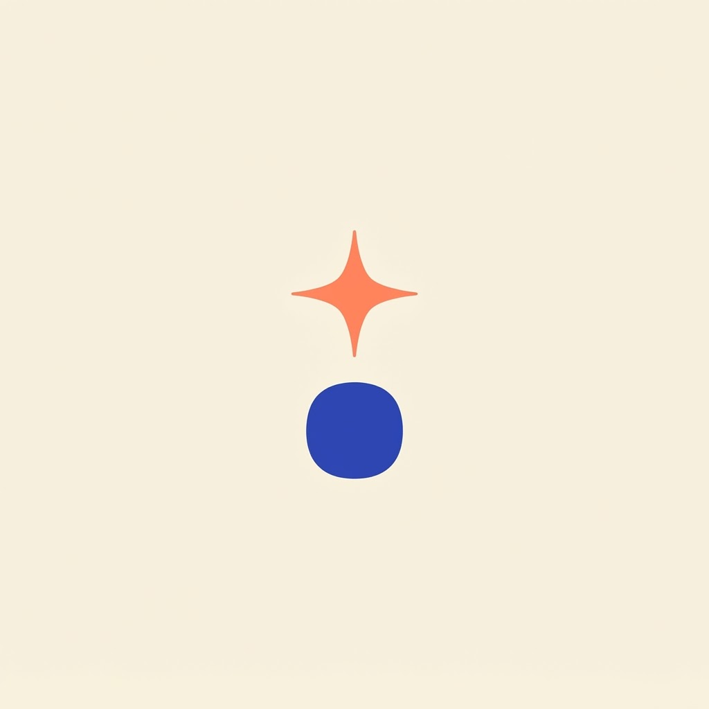 Simple creative logo with a sparkle and rounded dot