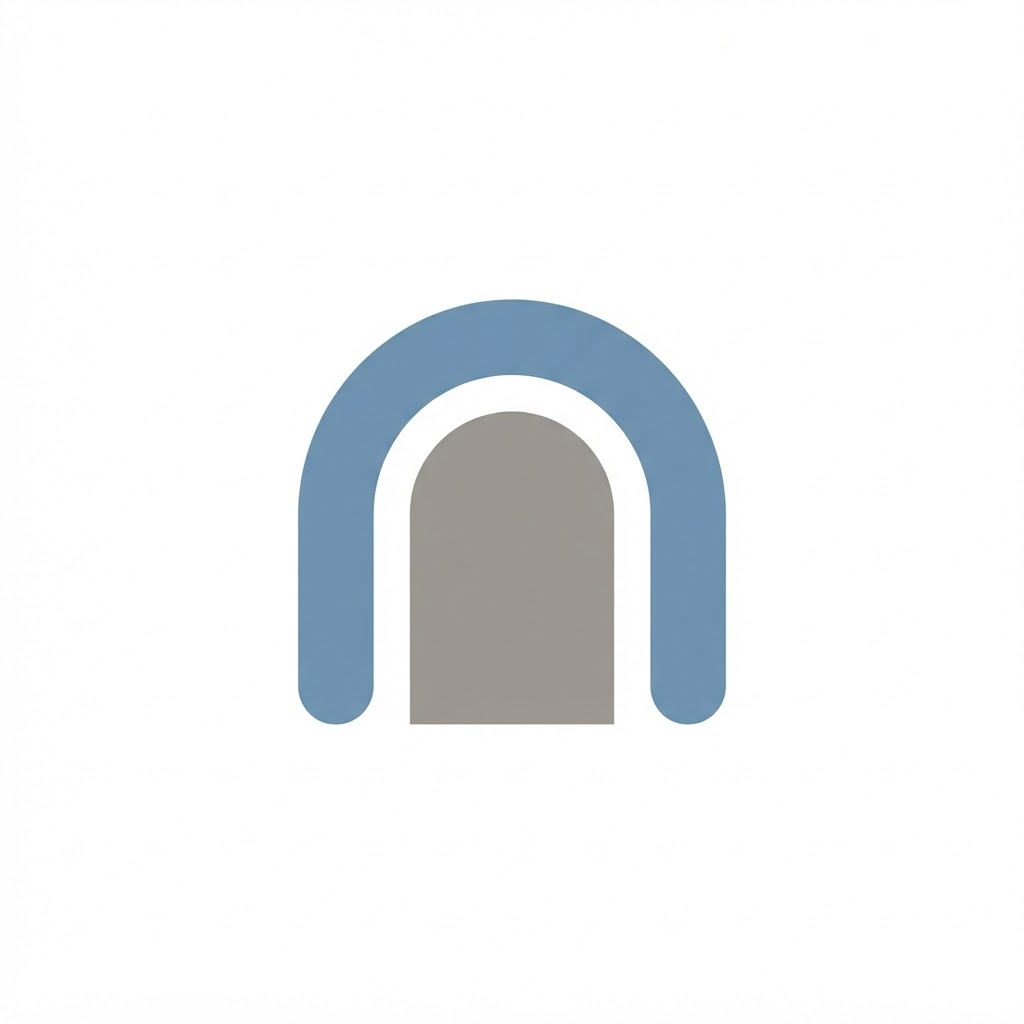 Simple home services logo with an arched roofline and doorway
