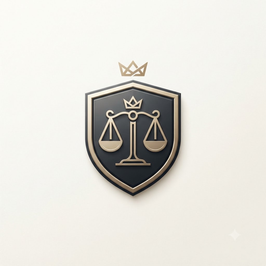Law firm logo with scales in a refined shield