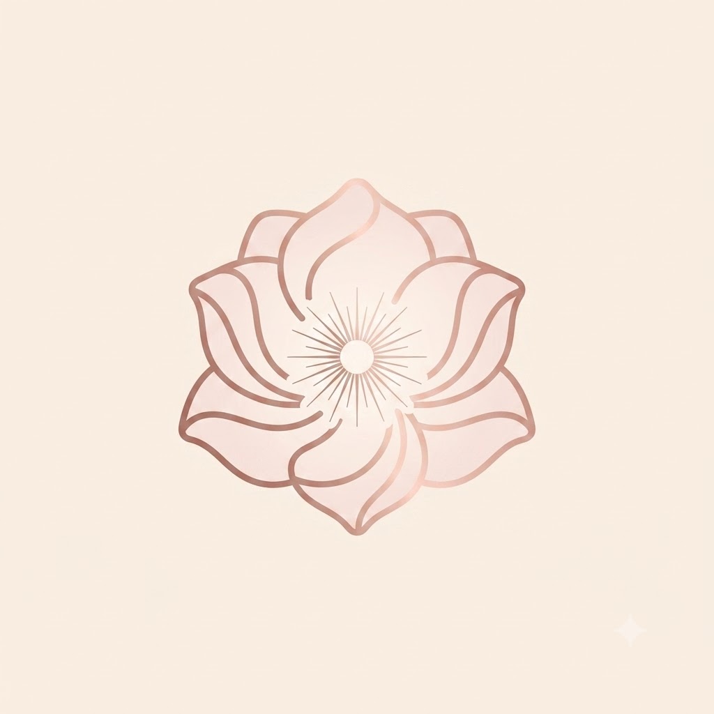 Beauty seller logo with an elegant flower and glow symbol