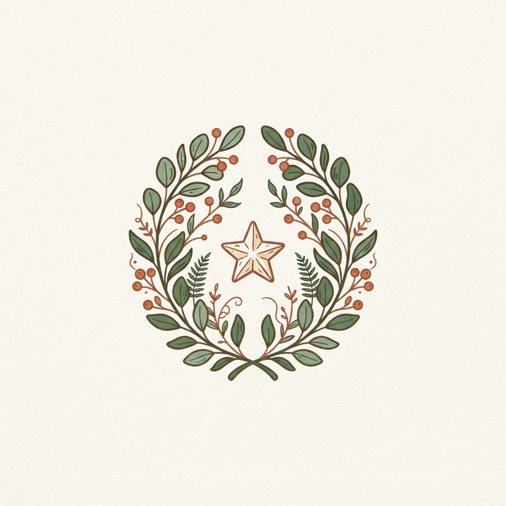 Handmade business logo with a botanical emblem