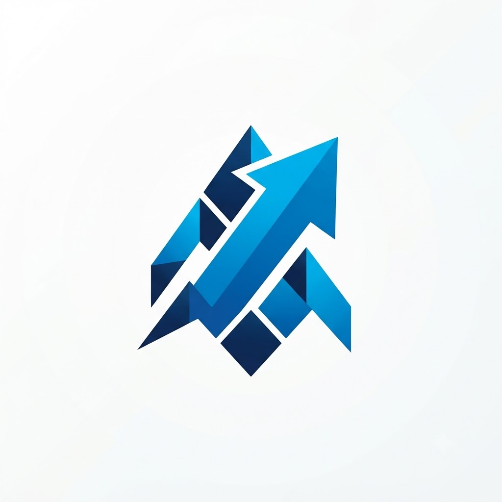 Modern business logo with a geometric upward arrow