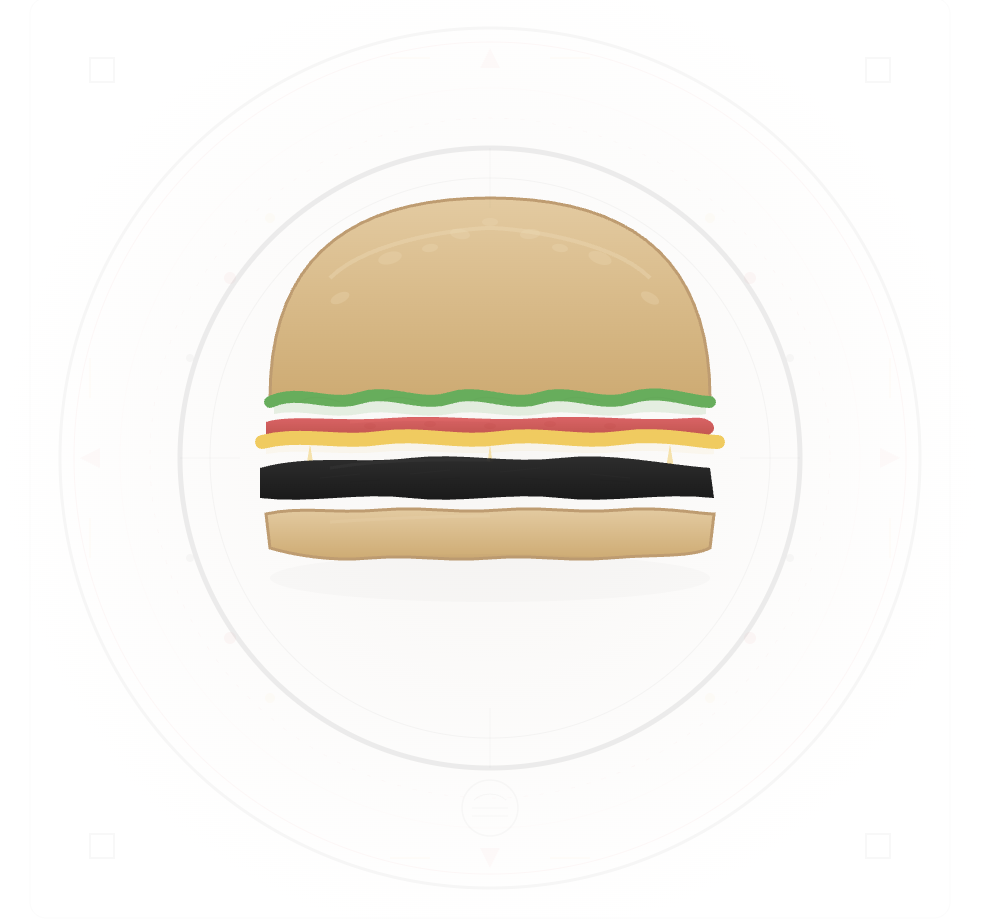Modern fast-casual food logo with abstract burger layers