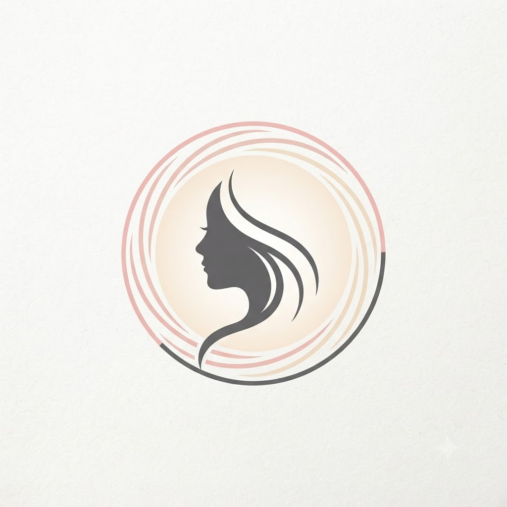 Portrait photography logo with profile silhouette and lens halo
