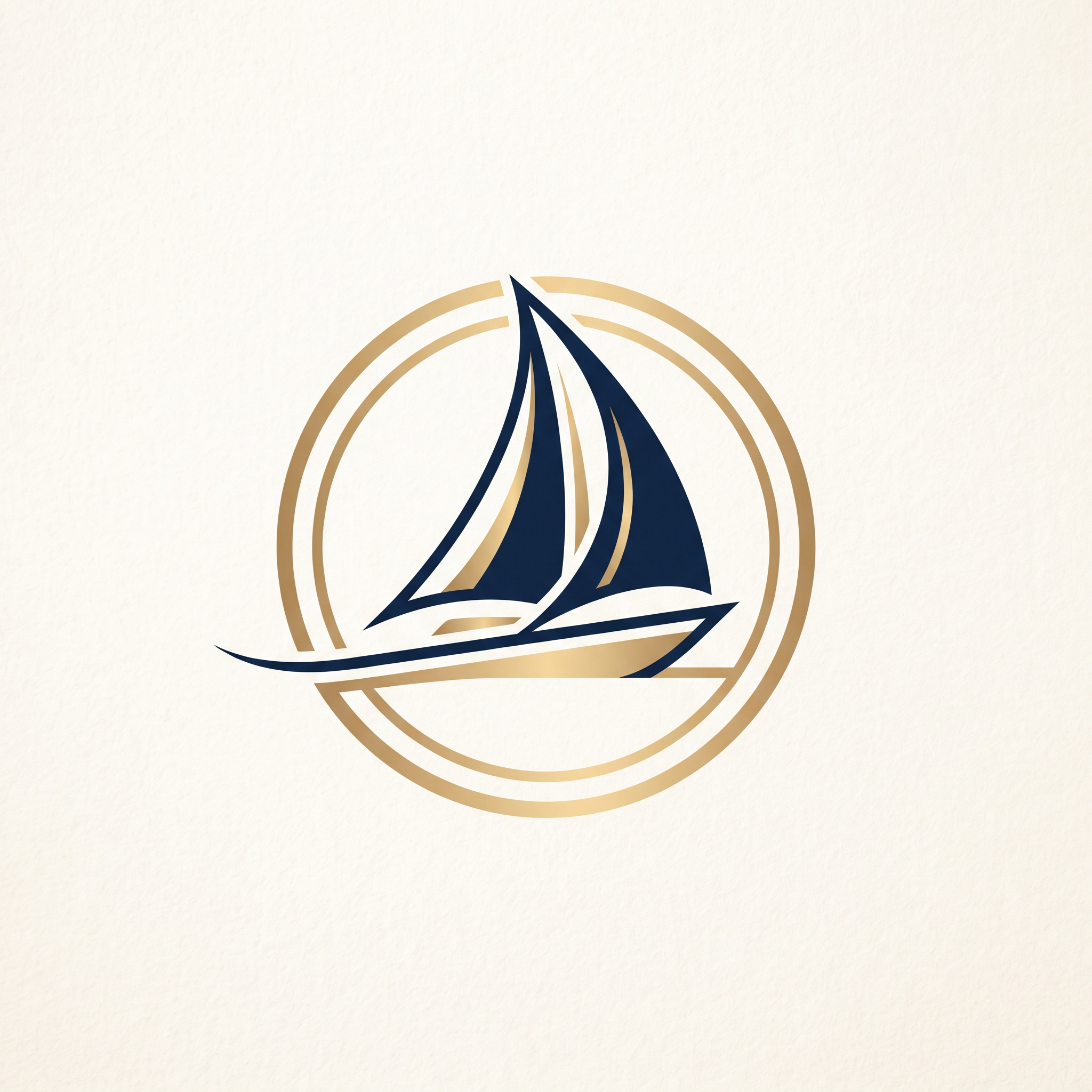 Luxury travel logo with sailboat and circular horizon