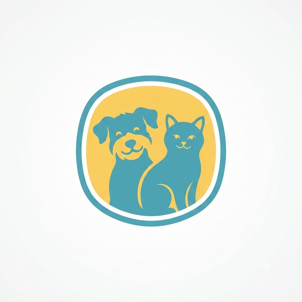 Pet products logo with dog and cat badge