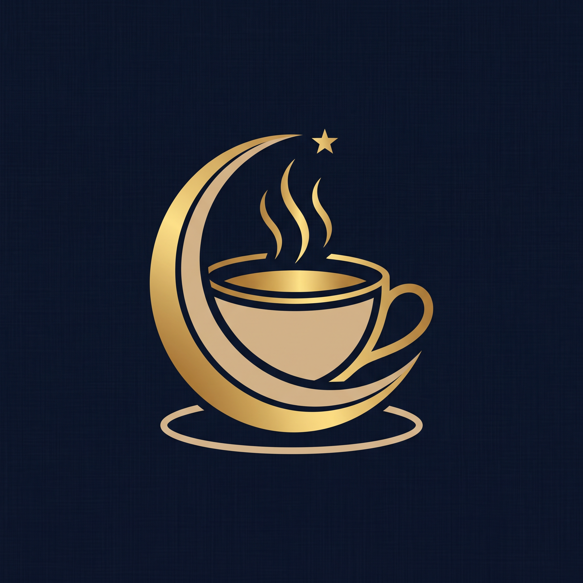Night coffee shop logo with crescent moon and espresso cup