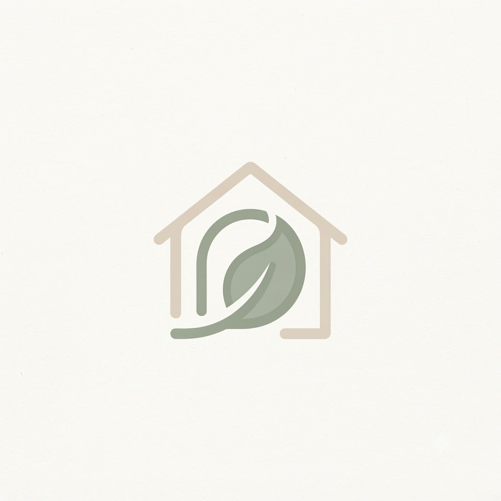Home goods logo with a house and leaf symbol