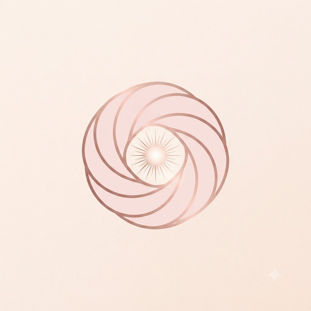 Beauty and wellness logo with flower petals and glow