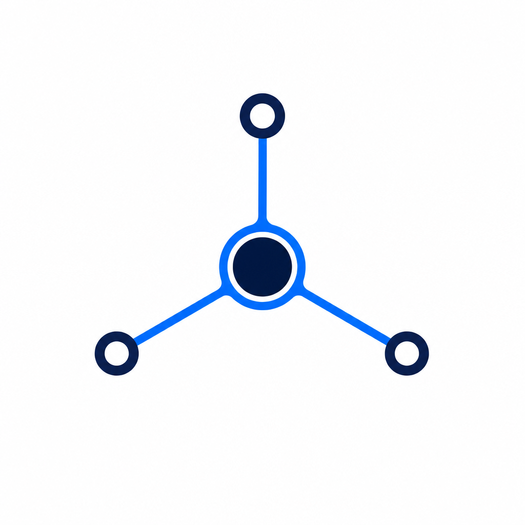 Minimalist technology logo with central dot and geometric lines