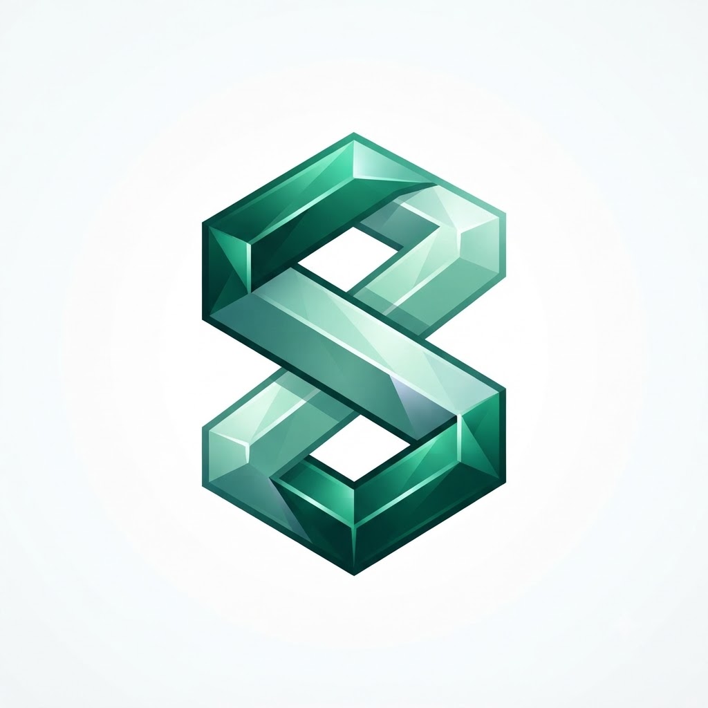 Modern initial S logo with interlocking green prismatic ribbons