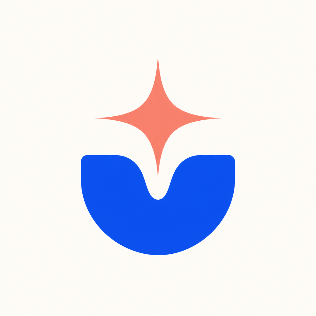 Minimalist creative logo with a sparkle and geometric base