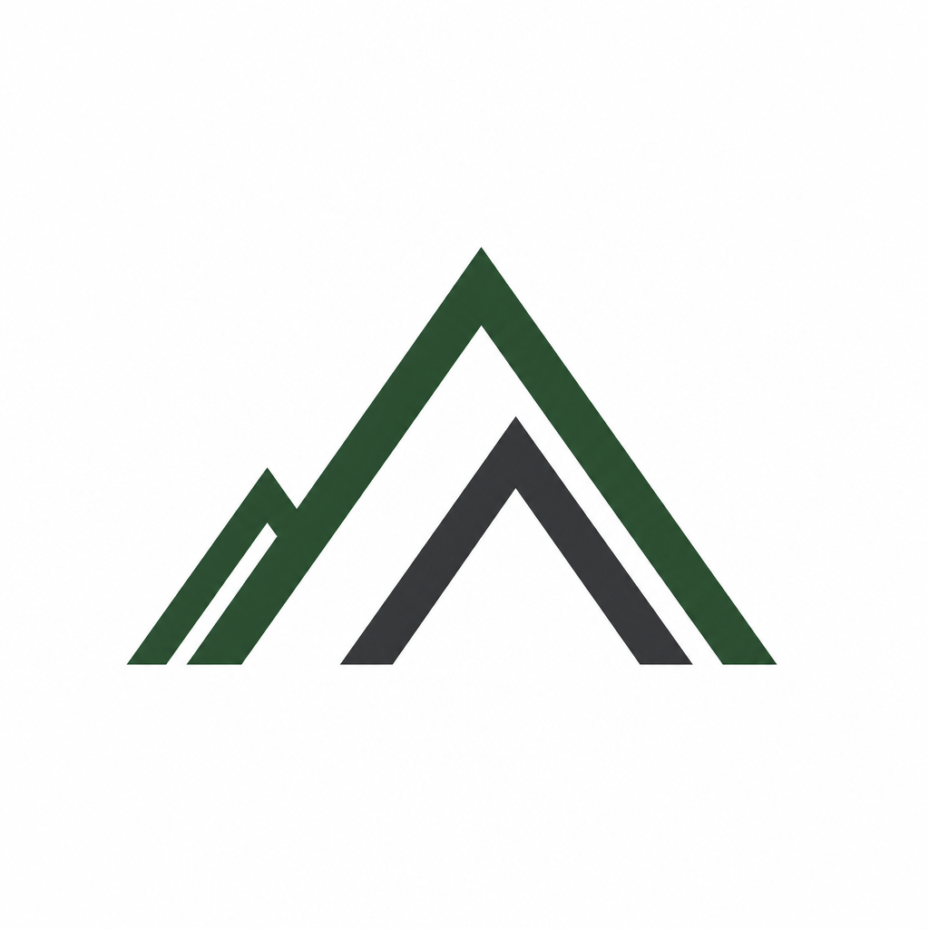 Minimalist outdoor logo with three angular mountain lines