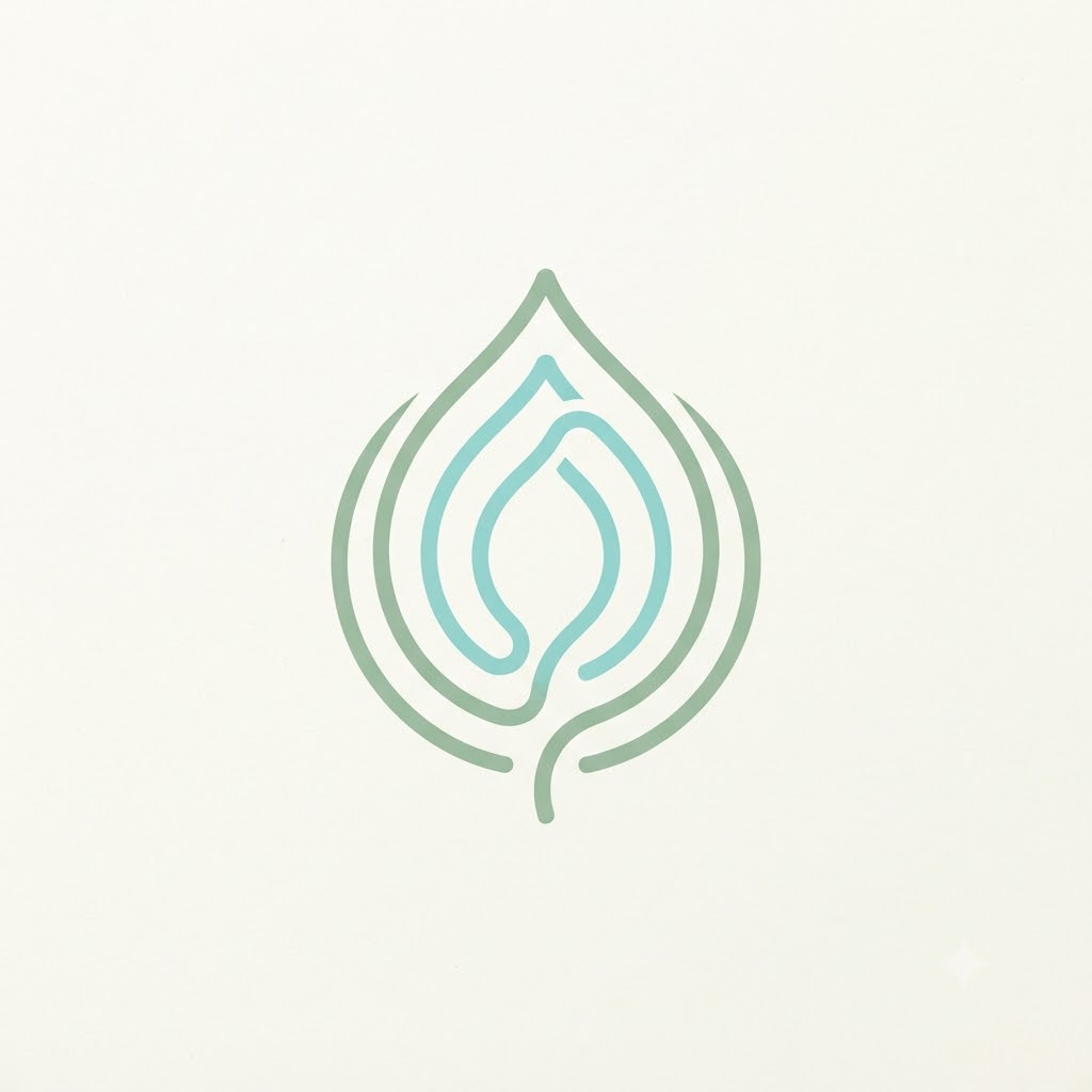 Minimalist wellness logo with water ripples forming a leaf