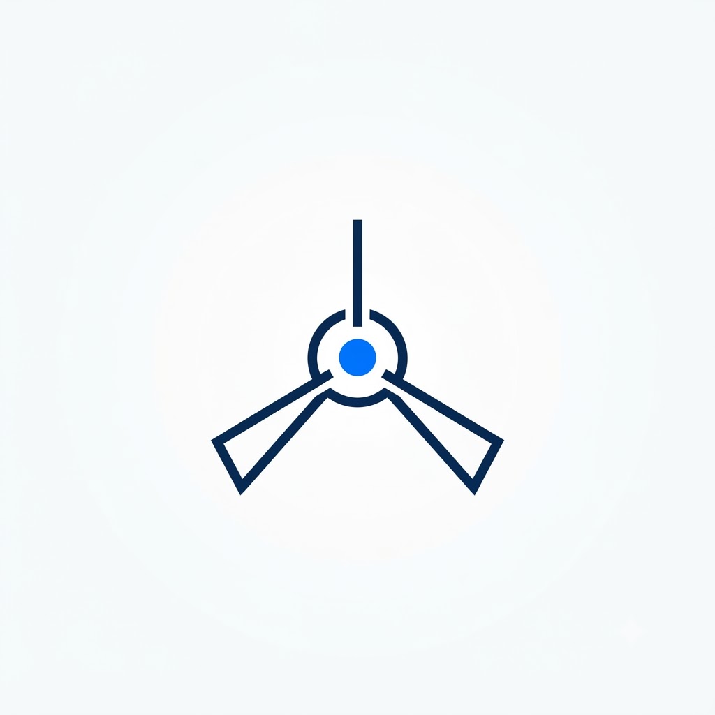 Minimalist technology logo with central dot and geometric lines