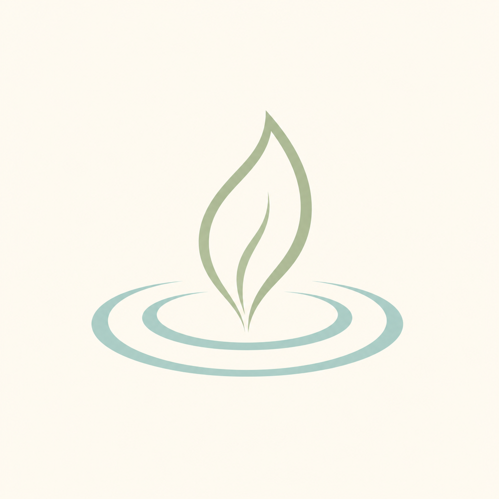 Minimalist wellness logo with water ripples forming a leaf