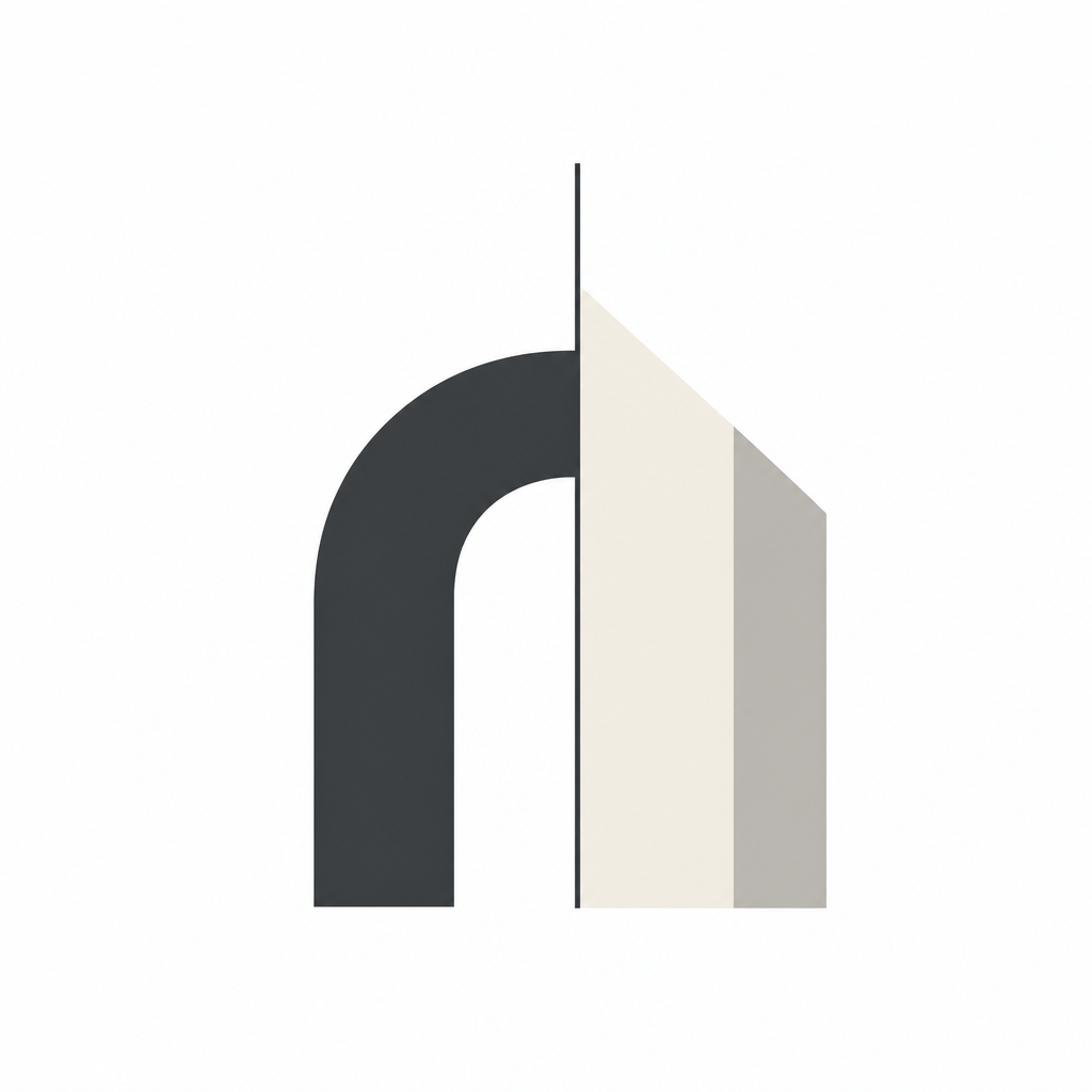 Minimalist architecture logo with a bold arch and vertical line