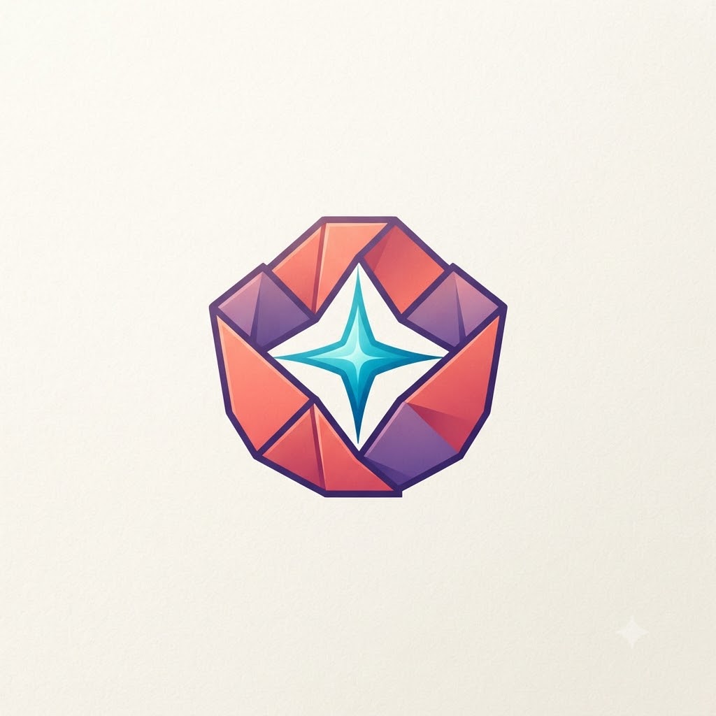 Creative studio symbol logo with folded paper and sparkle