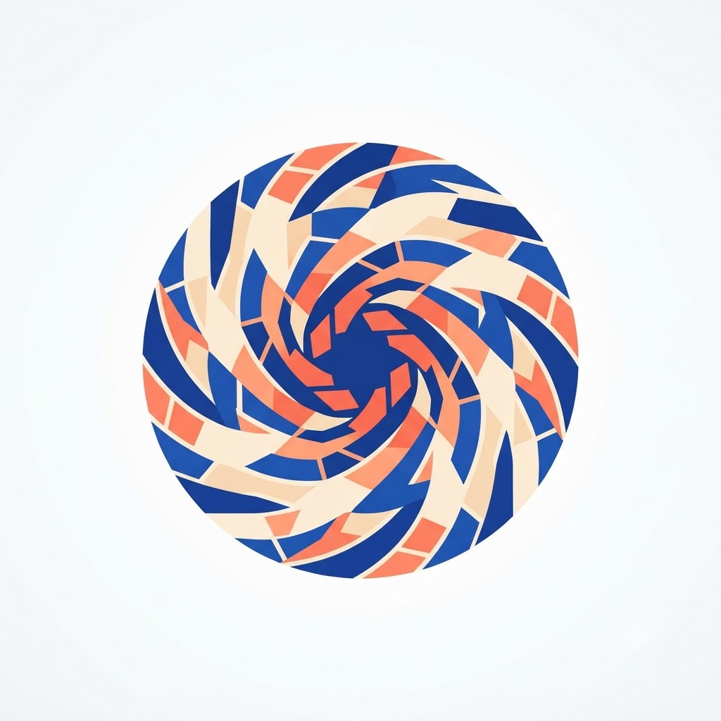 Abstract symbol logo with colorful mosaic tiles forming a pulse