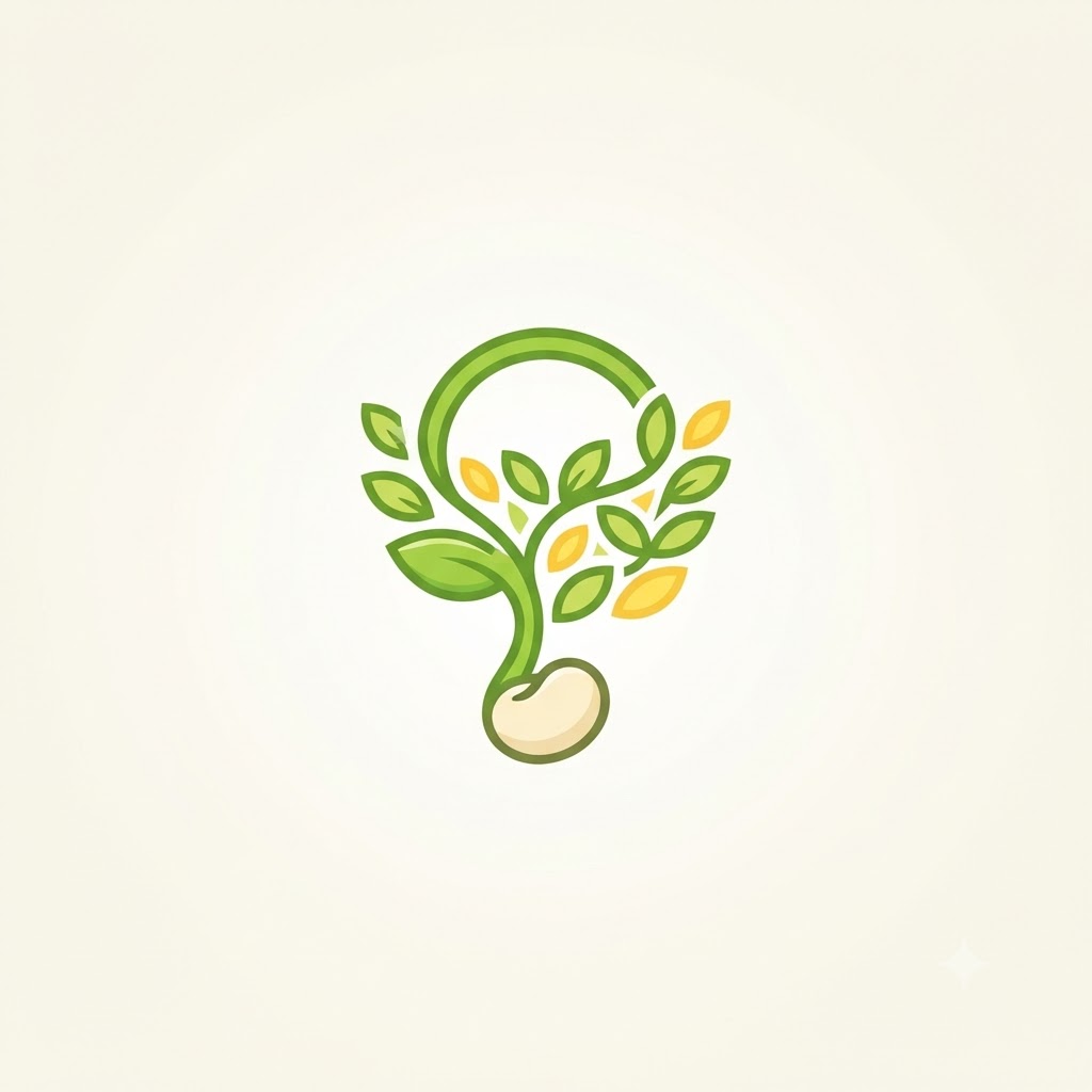 Retail symbol logo with sprouting seed and basket shape
