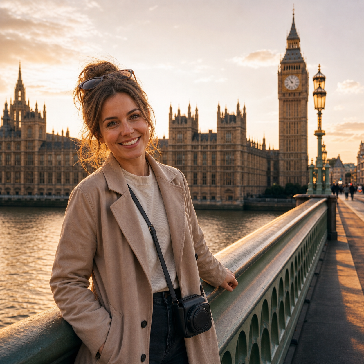 [下载图片](/Users/u/Desktop/seo promote/assets/ai-landscape-generator/discover-card-personas/travel-creators-london.png)A travel blogger photographing Big Ben and the River Thames from Westminster Bridge at golden hour.