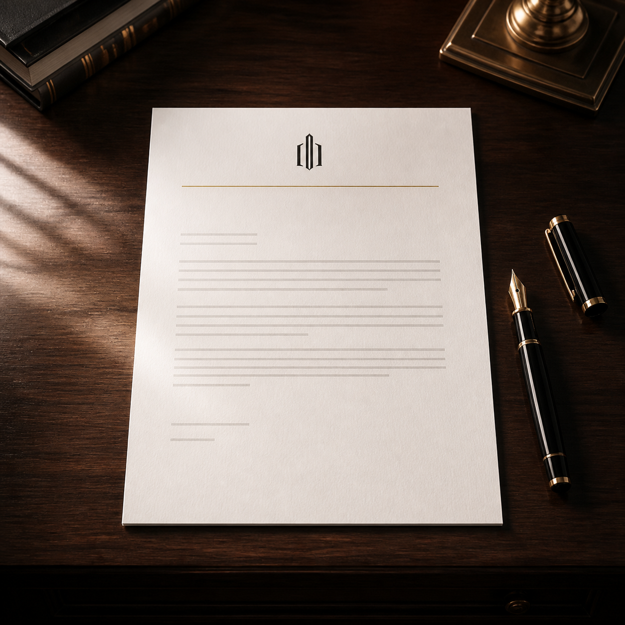 Elegant legal firm letterhead template created with AI