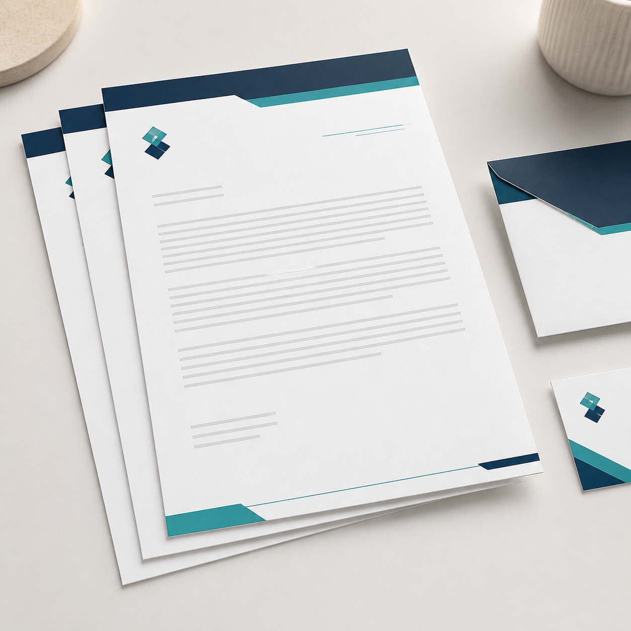 Print-ready branded letterheads designed by an AI letterheads maker