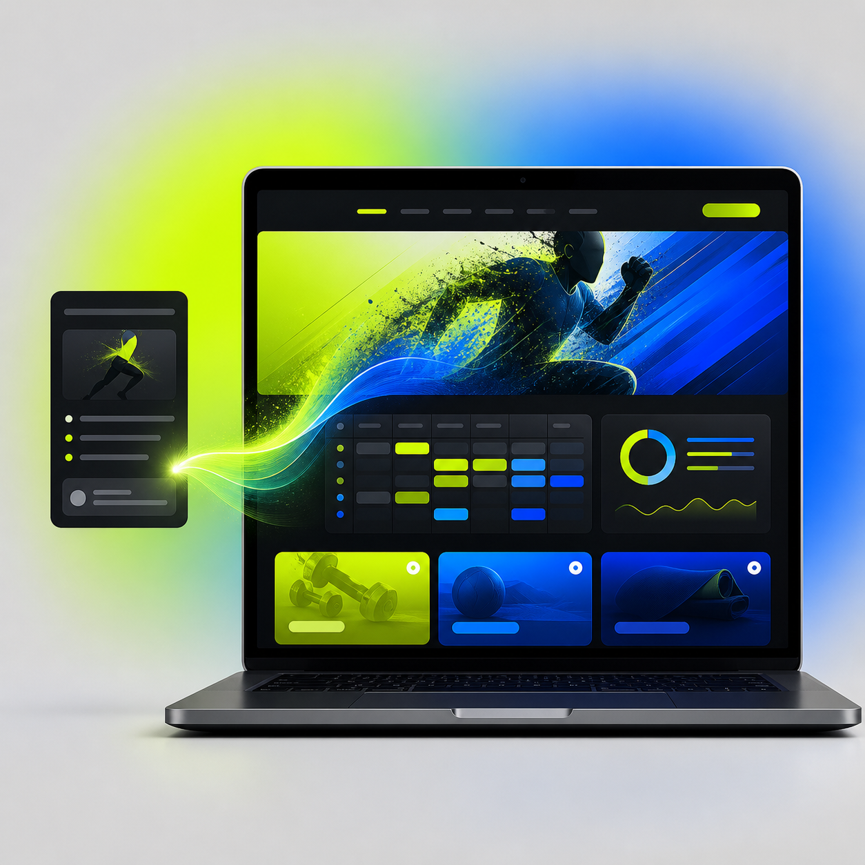 AI website builder turning a fitness class brief into a vibrant gym and wellness website