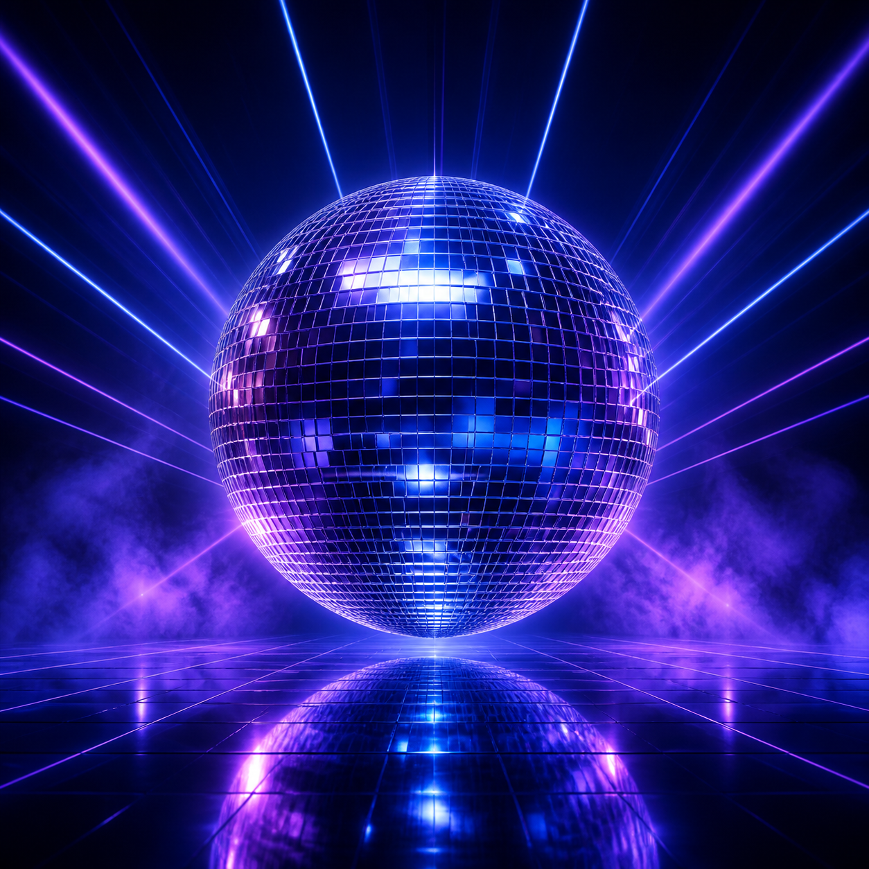 AI Flyers Maker neon nightclub flyer featuring a disco ball